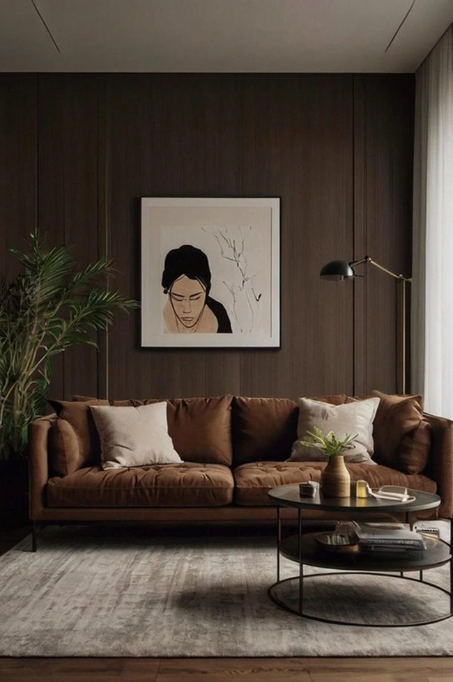 Dark Brown Couch, Neutral Simplicity
