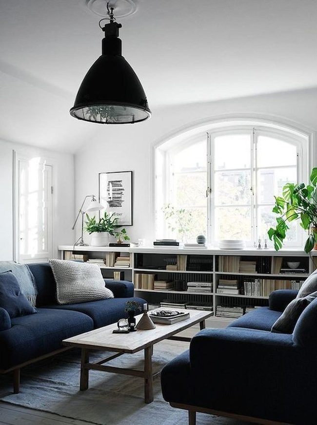 Arched Light Meets Dark Blue Comfort