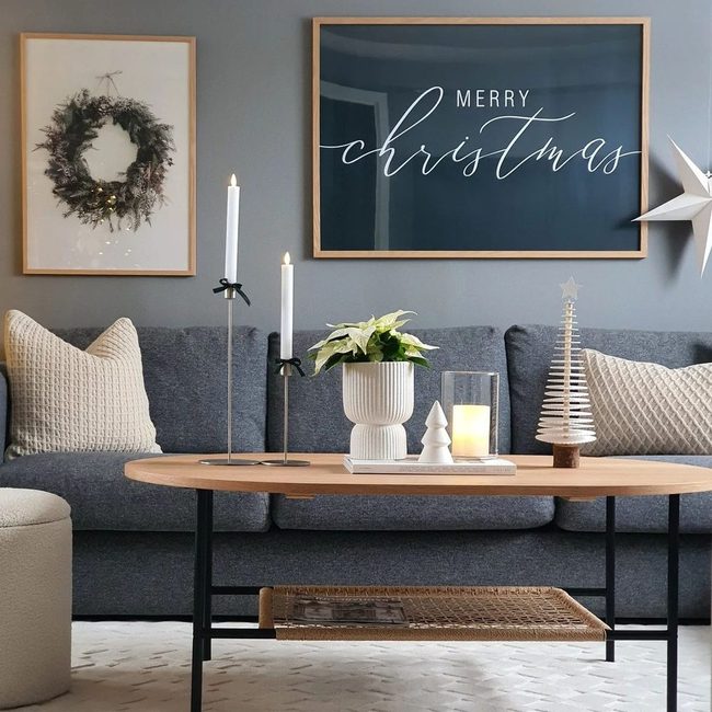 Candlelit White Christmas Living Room