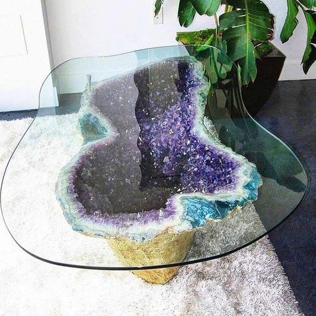 Purple Crystal Geode Centerpiece