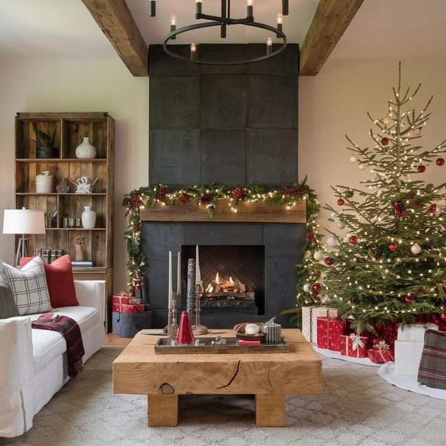 Authentic Rustic Timber Meets Red Accents