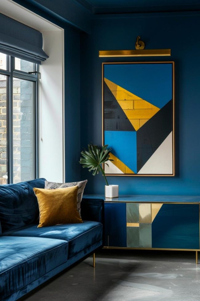 Blue Gold Contemporary Lines