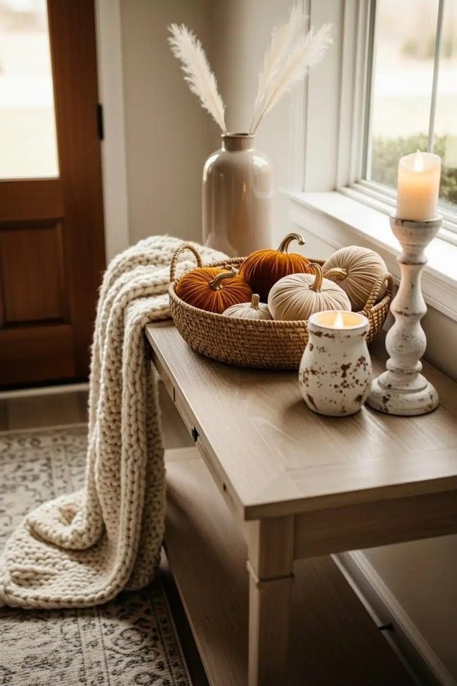 Cream Knit Throw Autumn Styling