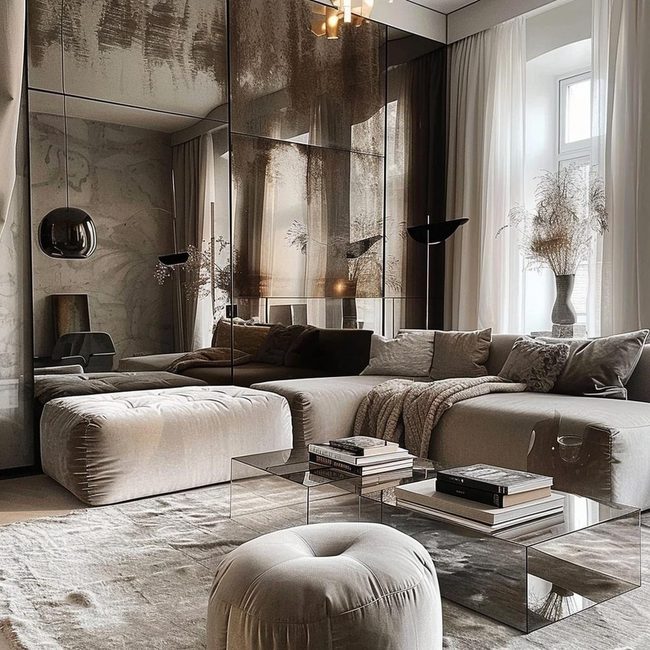 Charcoal Mirrors Amplifying Dark Spaces