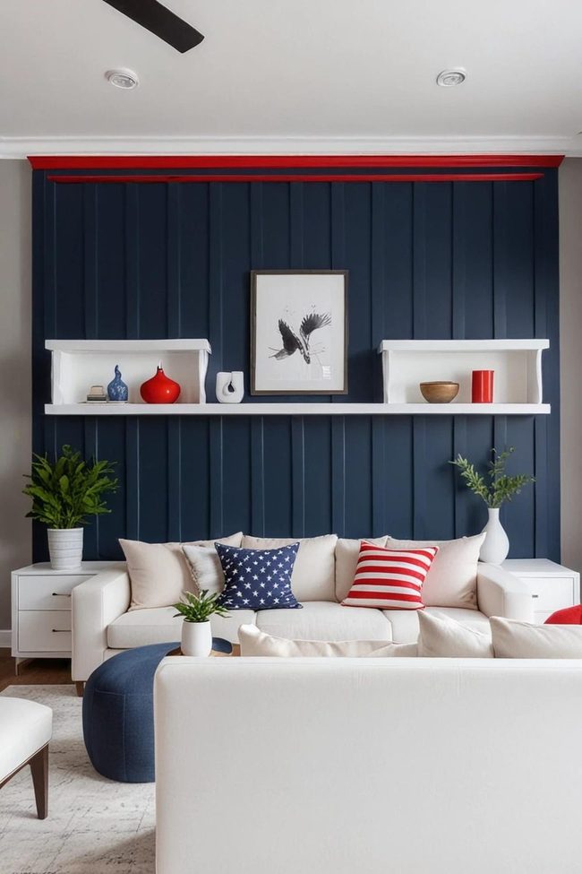 Navy Blue Vertical Wall Statement