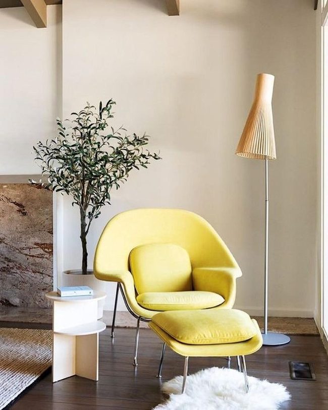 Yellow Reading Corner With Natural Light