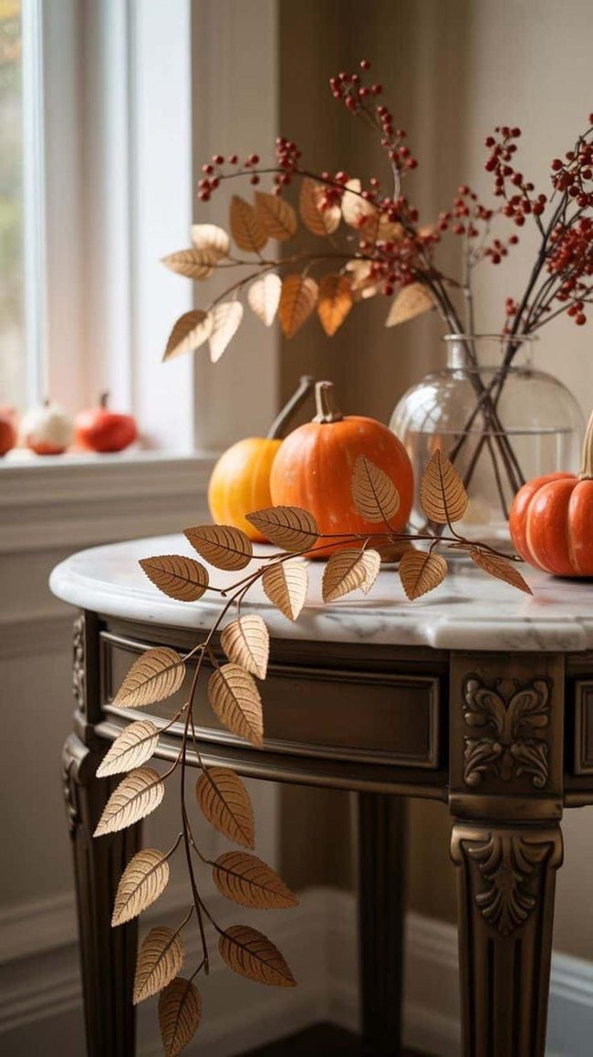Shimmering Gold Leaves Entry