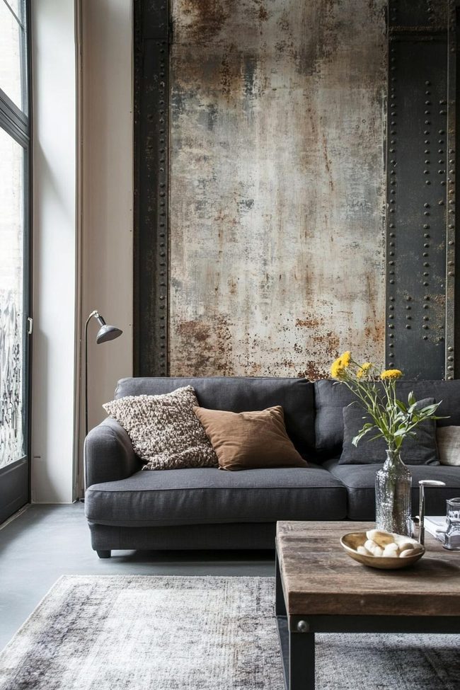 Dark Gray Sofa Meets Amber Light