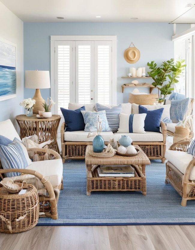 Glow Blue Rooms with Driftwood Touches