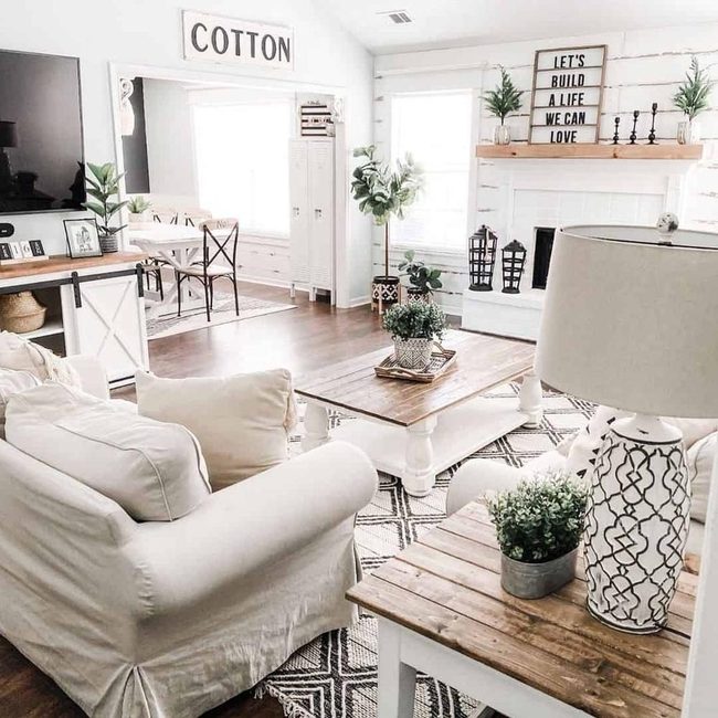 Two-Tone Wood Table Farmhouse Living