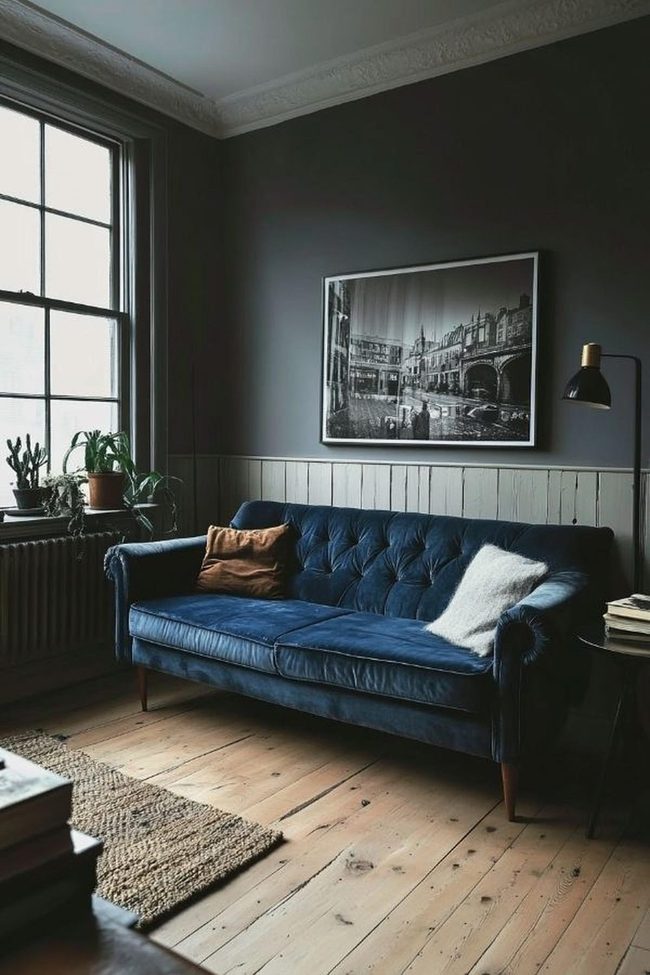 Deep Blue Velvet Masculine Retreat