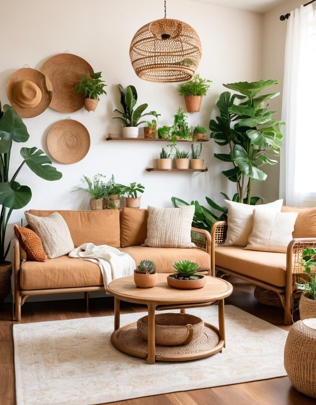 Earthy Brown Lounge Plants