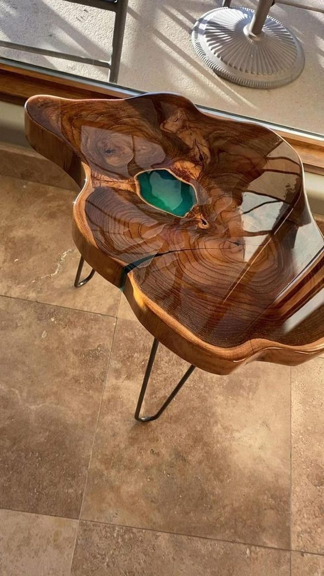 Natural Wood Meets Bright Blue
