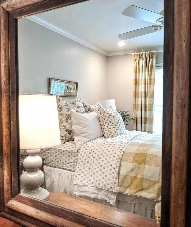 Yellow Plaid Bedroom Meets Floral Pattern