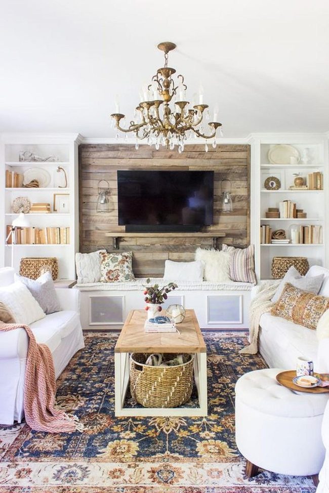 Wood Paneling Meets Ornate Chandelier