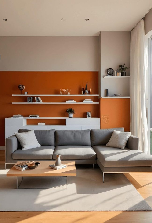 Burnt Orange Walls Build Dynamic Living Spaces