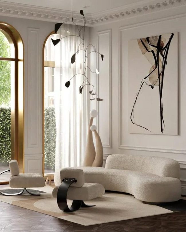 Arched Light Meets Dark Wood Warmth