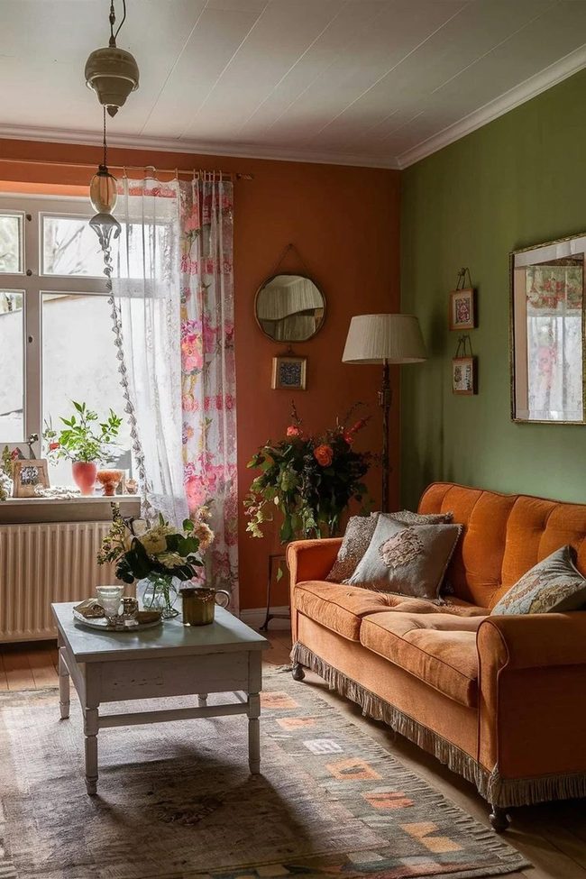 Burnt Orange Florals Cottage Style