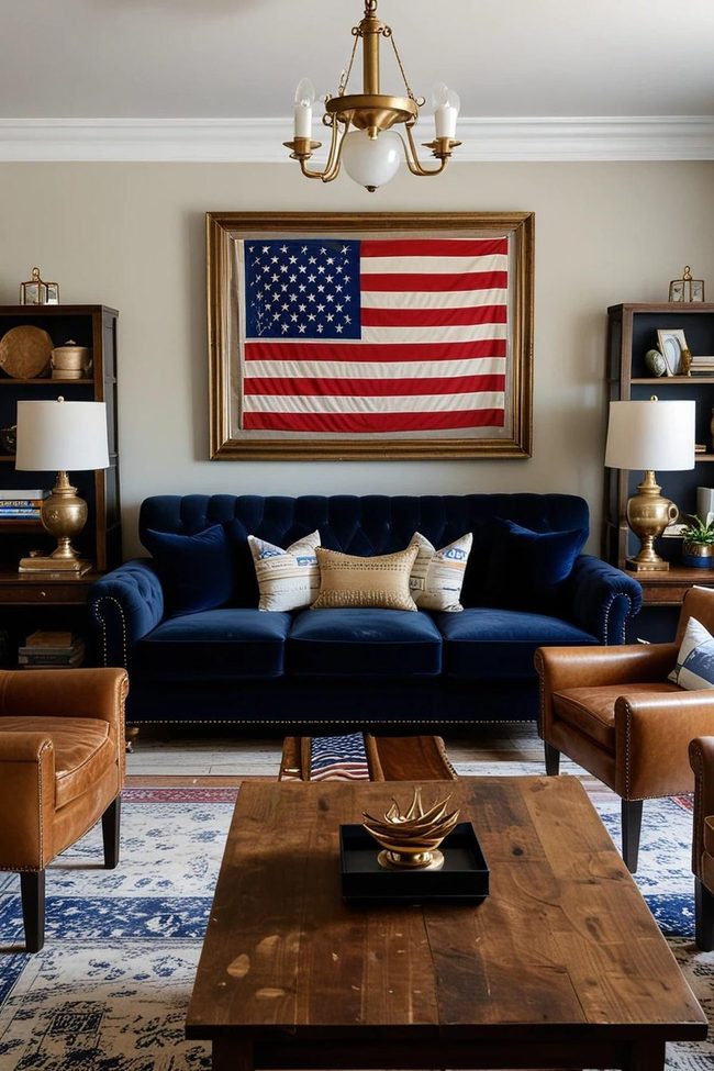 Weathered Flag Above Navy Velvet