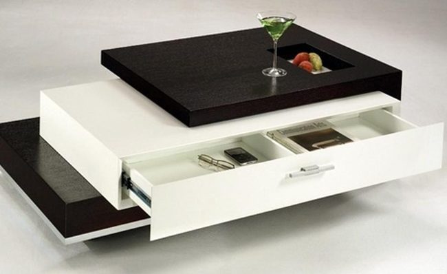 Black And White Square Storage Table