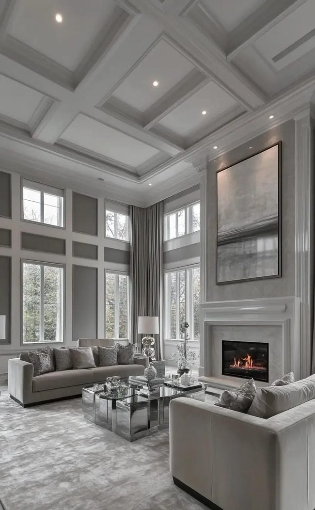 Grey Mixed Materials Living Space