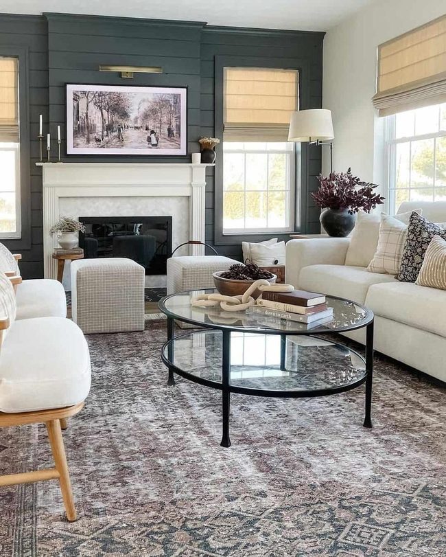 Neutral Cubes Frame Modern Fireplace
