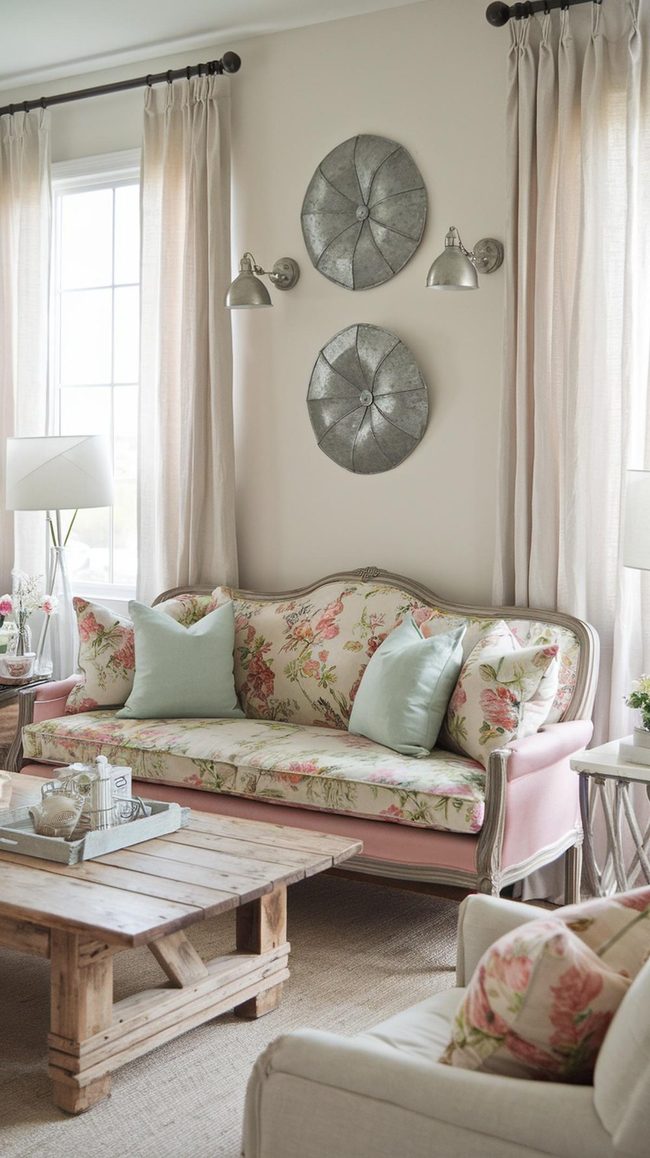 Pastel Linens With Reclaimed Wood