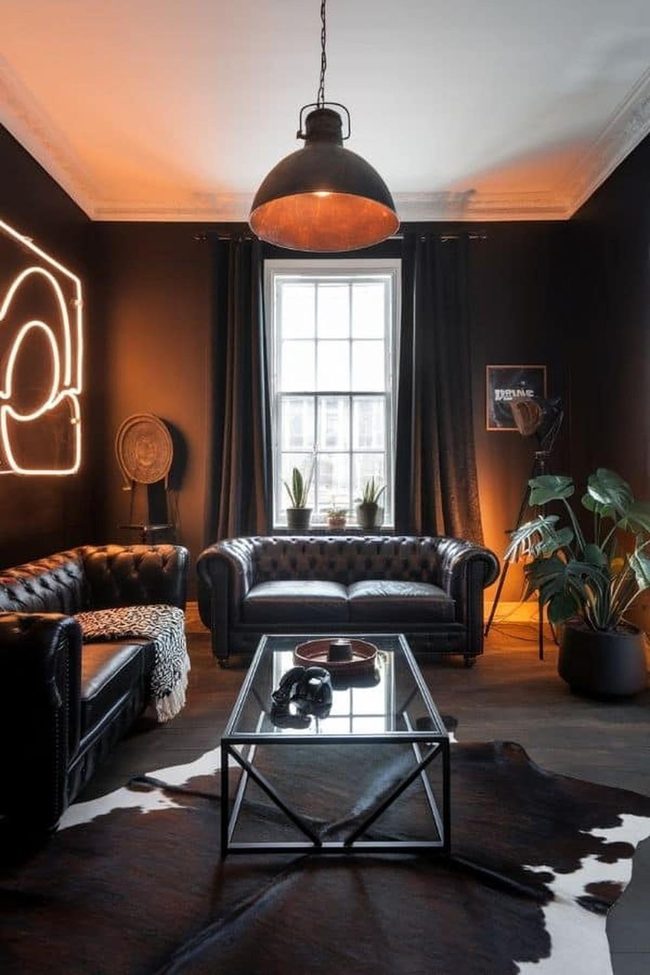 Dark Walls With Leather And Neon