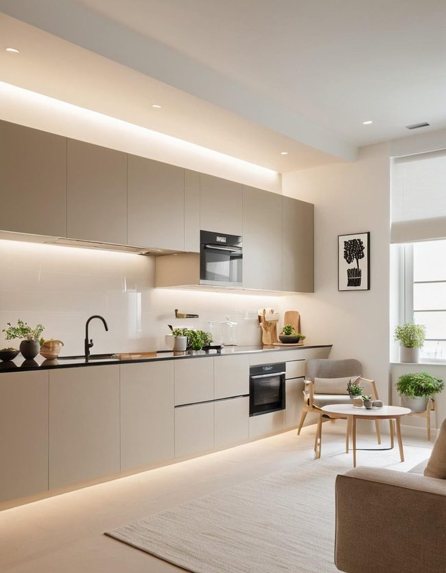 Uncluttered Pantry Flows Into Living