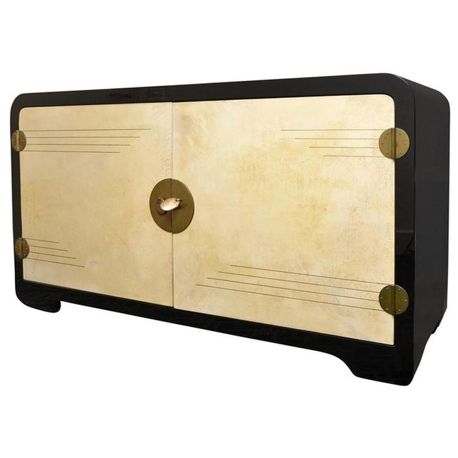 Black Frame Cream Doors Brass Details