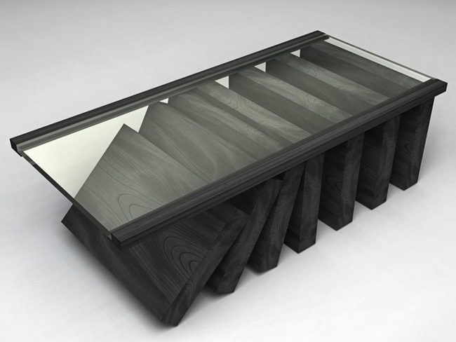 Transparent Glass With Hidden Wooden Stairs