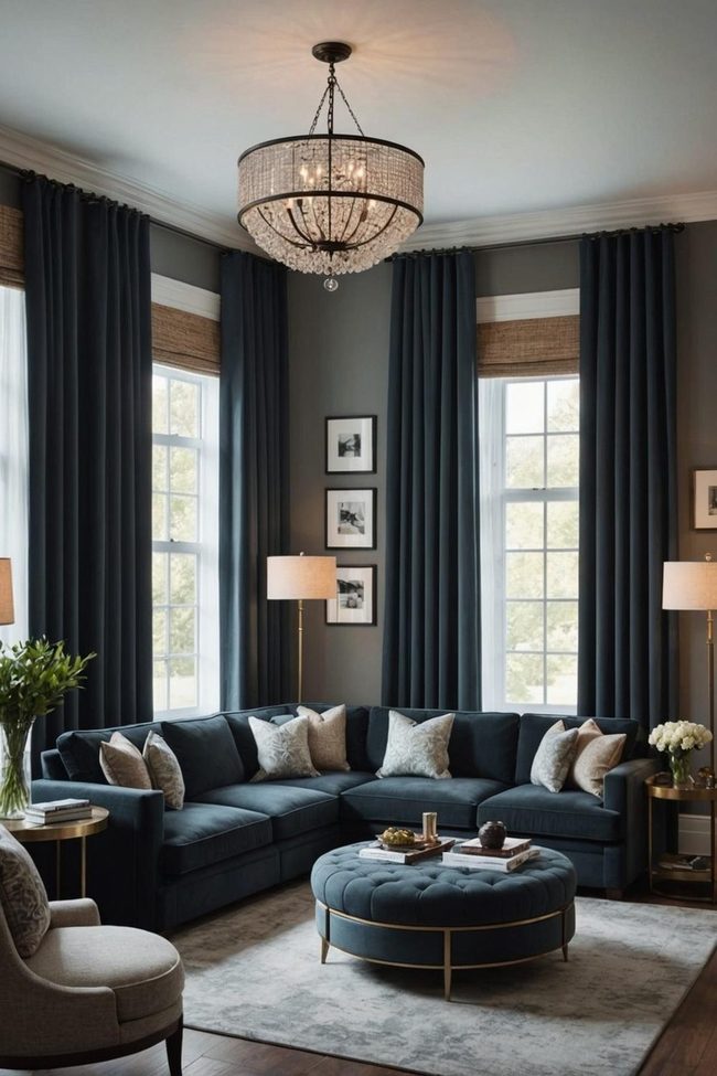 Dark Drapes Block Outside View