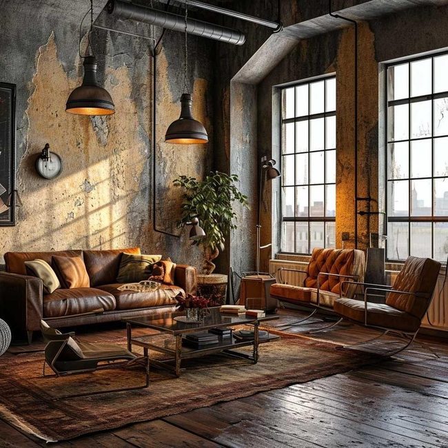 Exposed Brick Meets Warm Leather