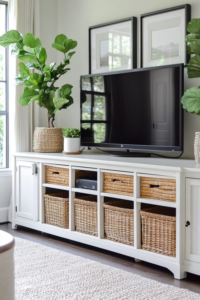 Woven Baskets Hide Clutter Perfectly