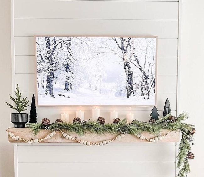 White Shiplap Fireplace With Wood Warmth