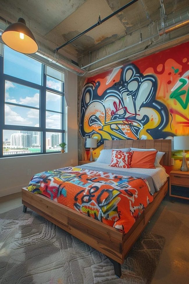 Graffiti Walls Meet Soft Bedding