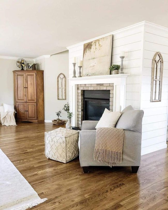 White Shiplap Fireplace Statement