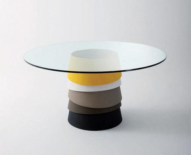 Stacked Color Base Glass Table