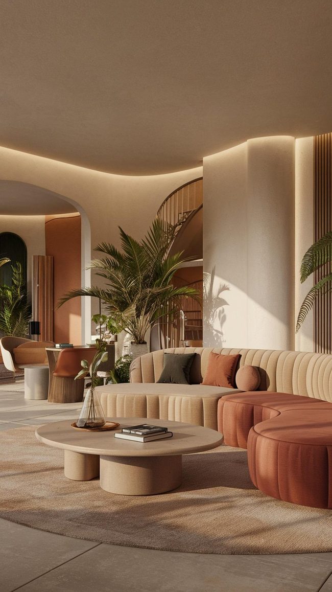 Curved Furniture Meets Natural Materials
