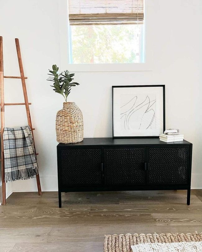 Wooden Ladder With Colorful Throws