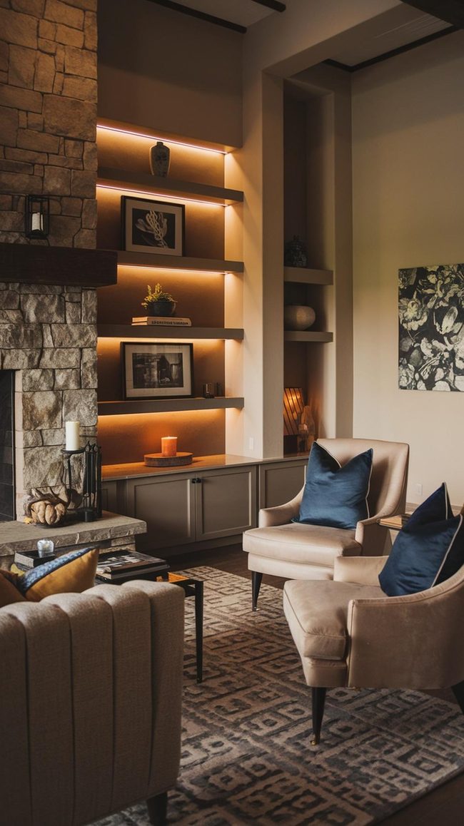 Fireplace Center Stone Living Room