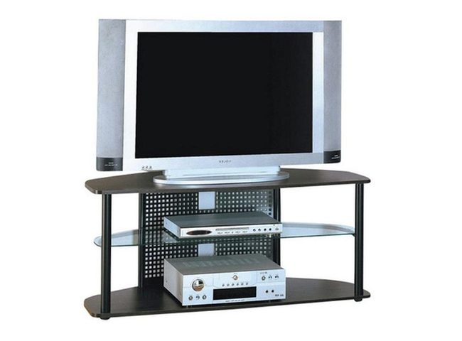 Dark Wood Glass Display Shelving