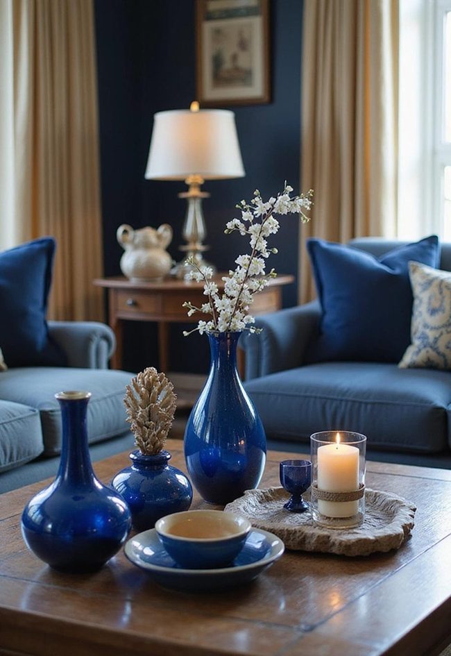 Navy Blue Accessories For Living Room Focus
