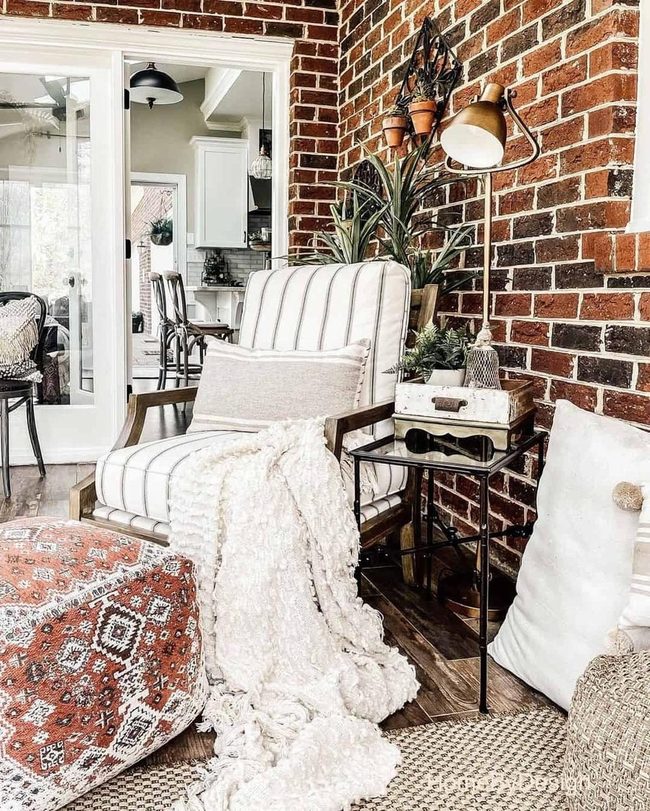 Brick Patio With Orange Accents