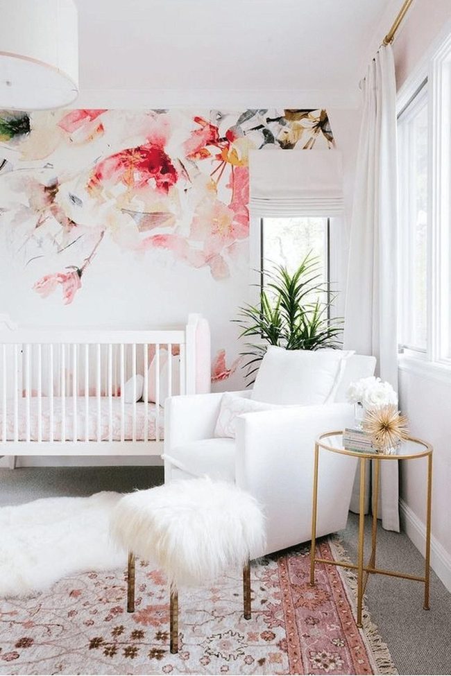 Soft Pink Floral Nursery Design
