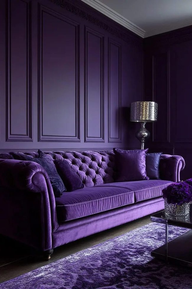 Deep Purple Walls With Gold Accents
