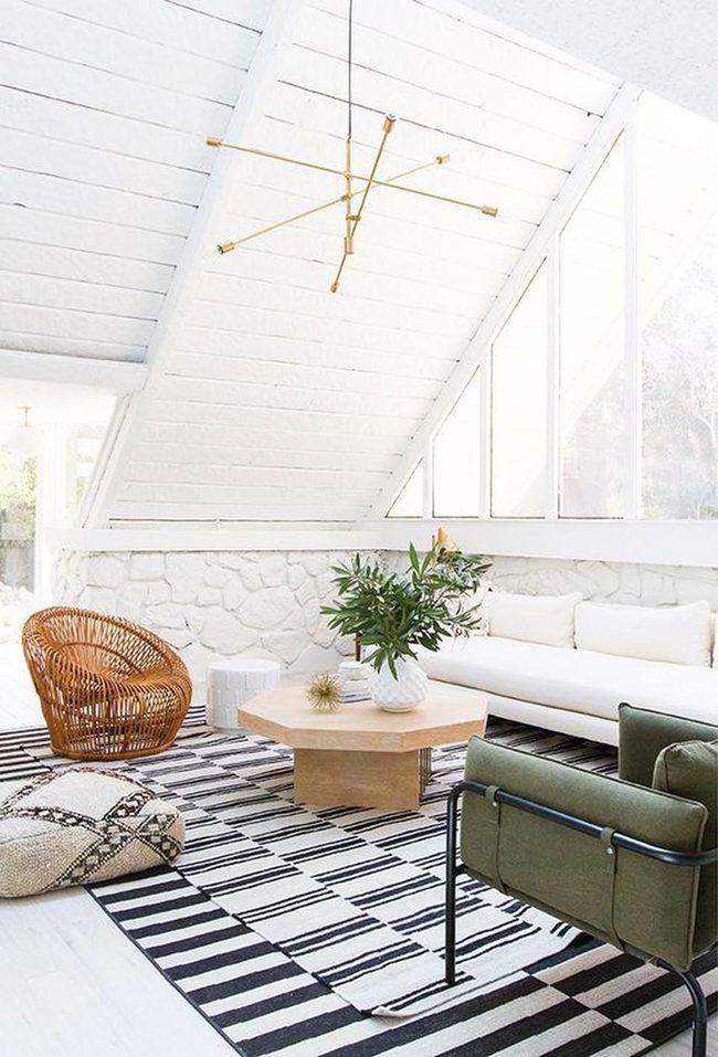 Black And White Striped Living Room