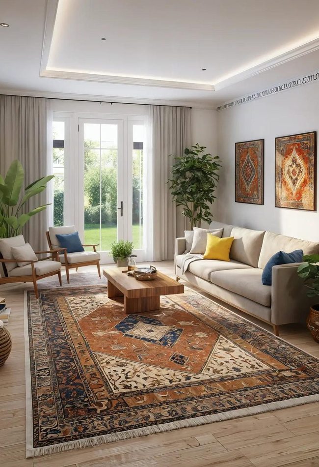 Persian Rugs Define Multi-Zone Living
