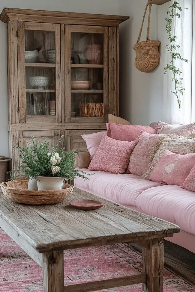 Pink Softness Meets Weathered Texture