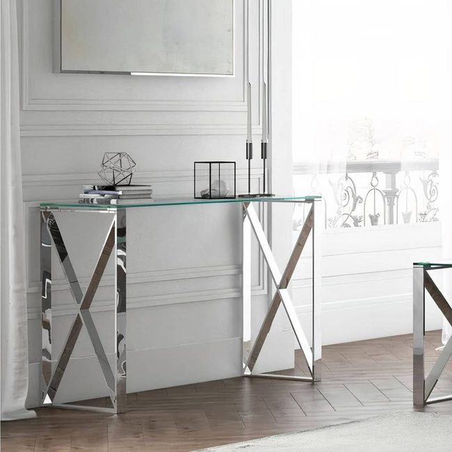 Transparent Glass Metallic Entry Statement